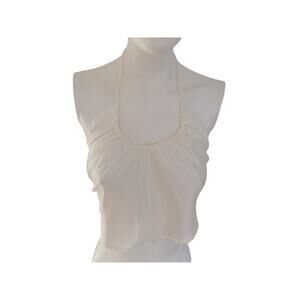 BEIGE BOTANY cropped halter top cream size Large NWT